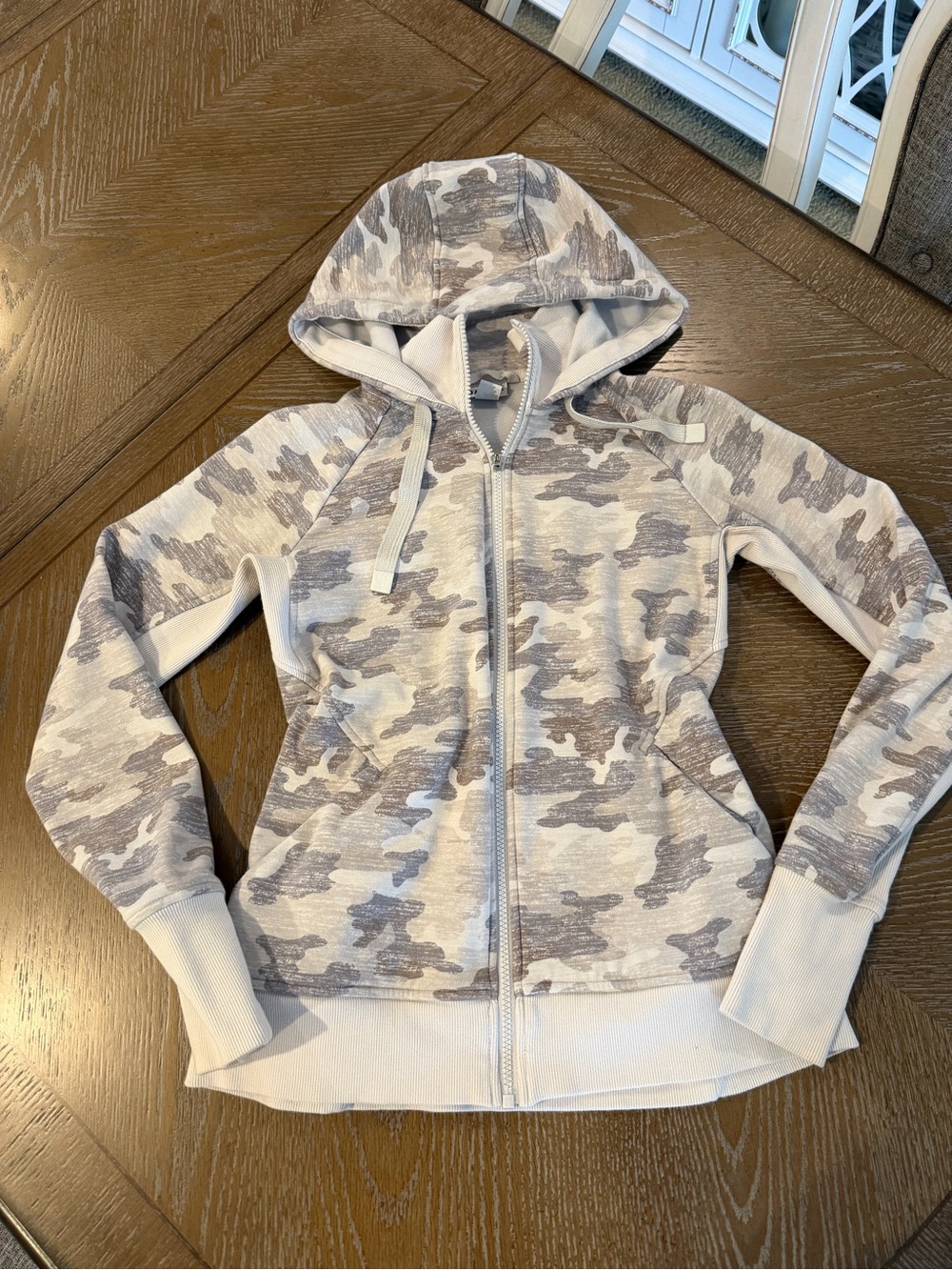 Athleta Gray & White Camo Zip Hoodie -size XS